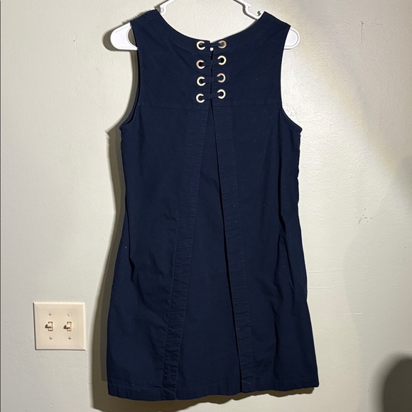 Vintage heyton Navy Blue Aline Sleeveless cotton Dress M - Picture 3 of 6